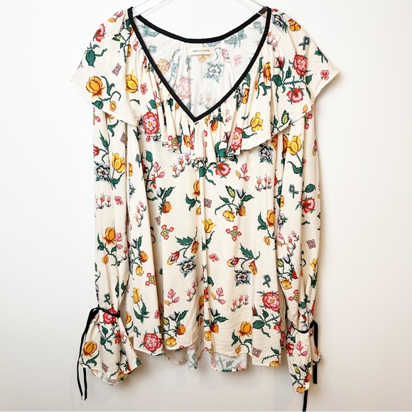 Urban Outfitters | Romantic Floral Print Ruffle Blouse - Picture 1 of 7
